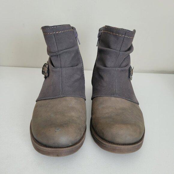 Earth Origins Prairie Phoenix Zip Up Gray Leather Suede Ankle Boots Size 6.5M - Picture 6 of 10